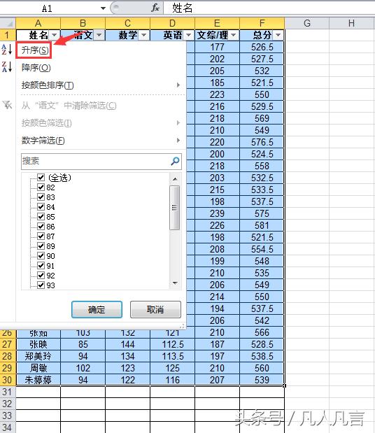 Excel中筛选功能也可以排序