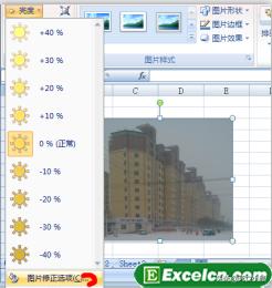 Excel2007中调整图片亮度和对比度