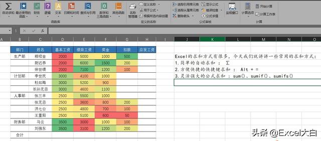 Excel的各种求和方式--解决你80%的求和问题