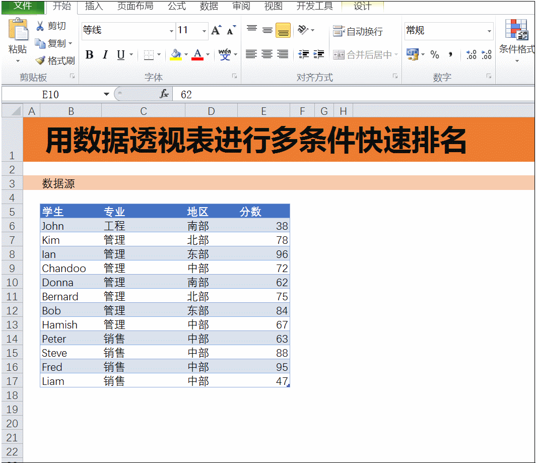 Excel软件中用<a href='https://www.qiaoshan022.cn/tags/shujutoushi_3690_1.html' target='_blank'>数据透视</a>表进行多条件快速排名，简单到没朋友！