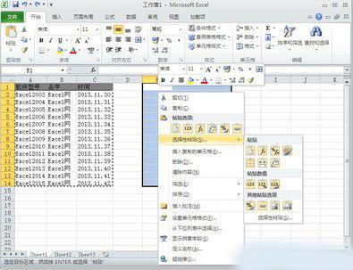 Excel2010粘贴预览功能