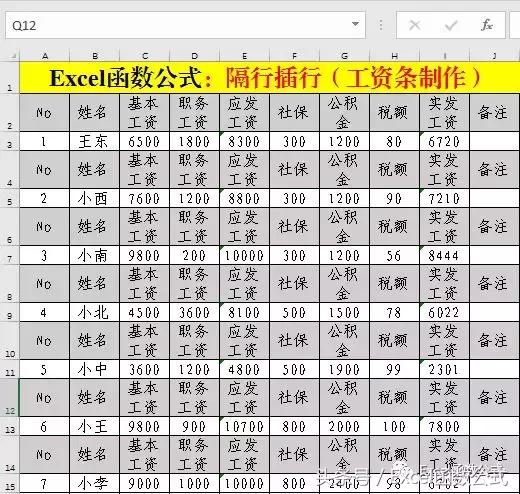 Excel函数公式：工资条制作技巧