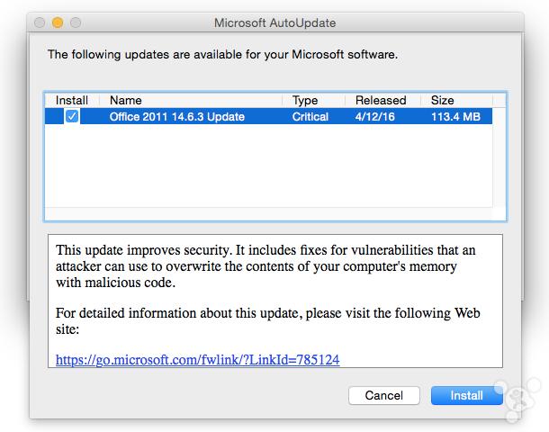 微软更新Office：已修复Mac版重大安全漏洞