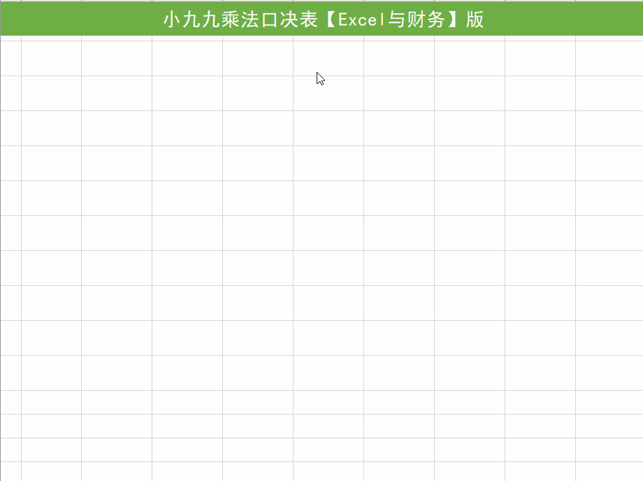 Excel应用：制作小九九乘法口诀表