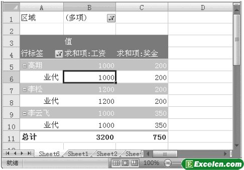 Excel2007：设置Excel数据透视表格式