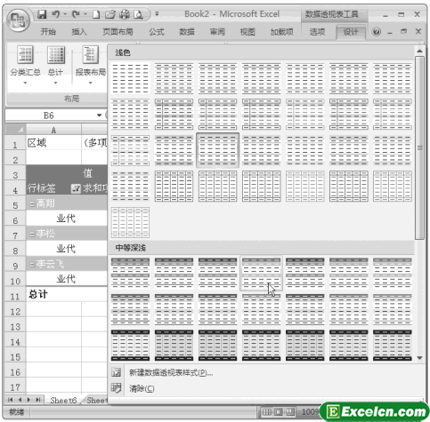 Excel2007：设置Excel数据透视表格式