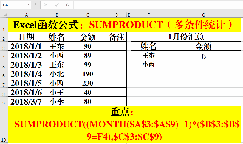 Excel函数公式：万能函数SUMPRODUCT