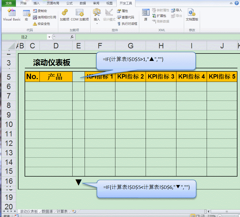 Excel做的可上下滚动的关键指标动态展示仪表板，简单到没朋友！