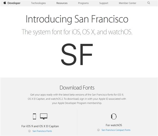 苹果San Francisco字体包向开发者开放下载