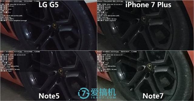 iPhone 7 Plus/Note7/Note5拍照对比