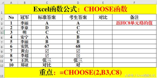 <a href='https://www.qiaoshan022.cn/tags/Excelhanshugongshi_2186_1.html' target='_blank'>Excel函数公式</a>：CHOOSE函数应用范例