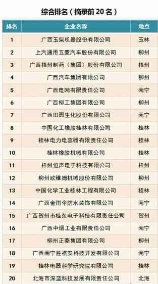 厉害了word哥，2016年广西企业创新百强榜第一名，是玉林的！