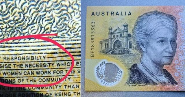 澳大利亚纸币上印错单词，还错了3次。银行：不影响使用