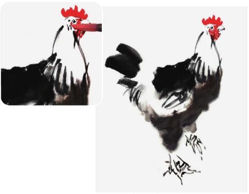 侧面独立形态下的母鸡的画法
